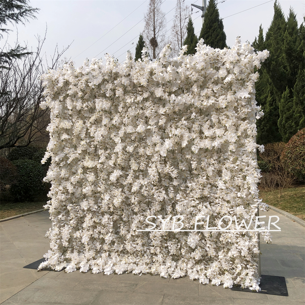 #268 Customized 3D/5D Cloth Back Roll up Articifial Flower Wall Backdrop For Wedding Event Party Decoration