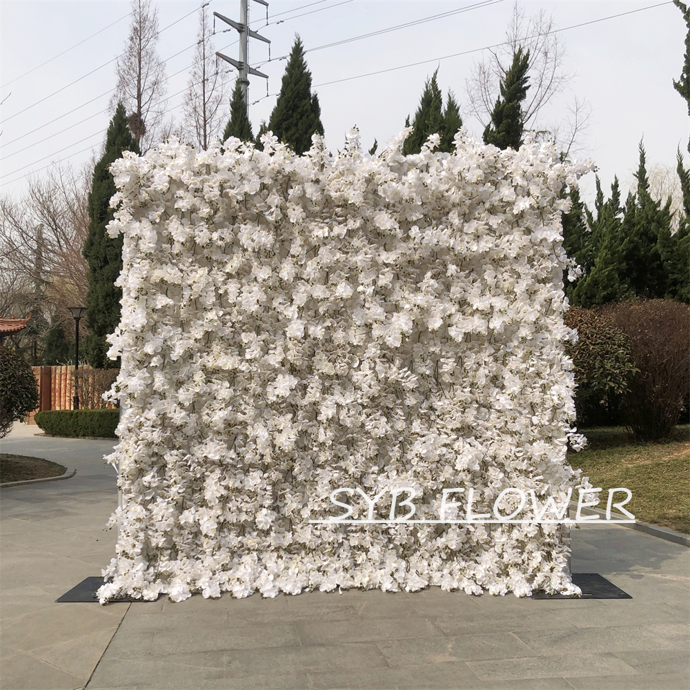 #268 Customized 3D/5D Cloth Back Roll up Articifial Flower Wall Backdrop For Wedding Event Party Decoration