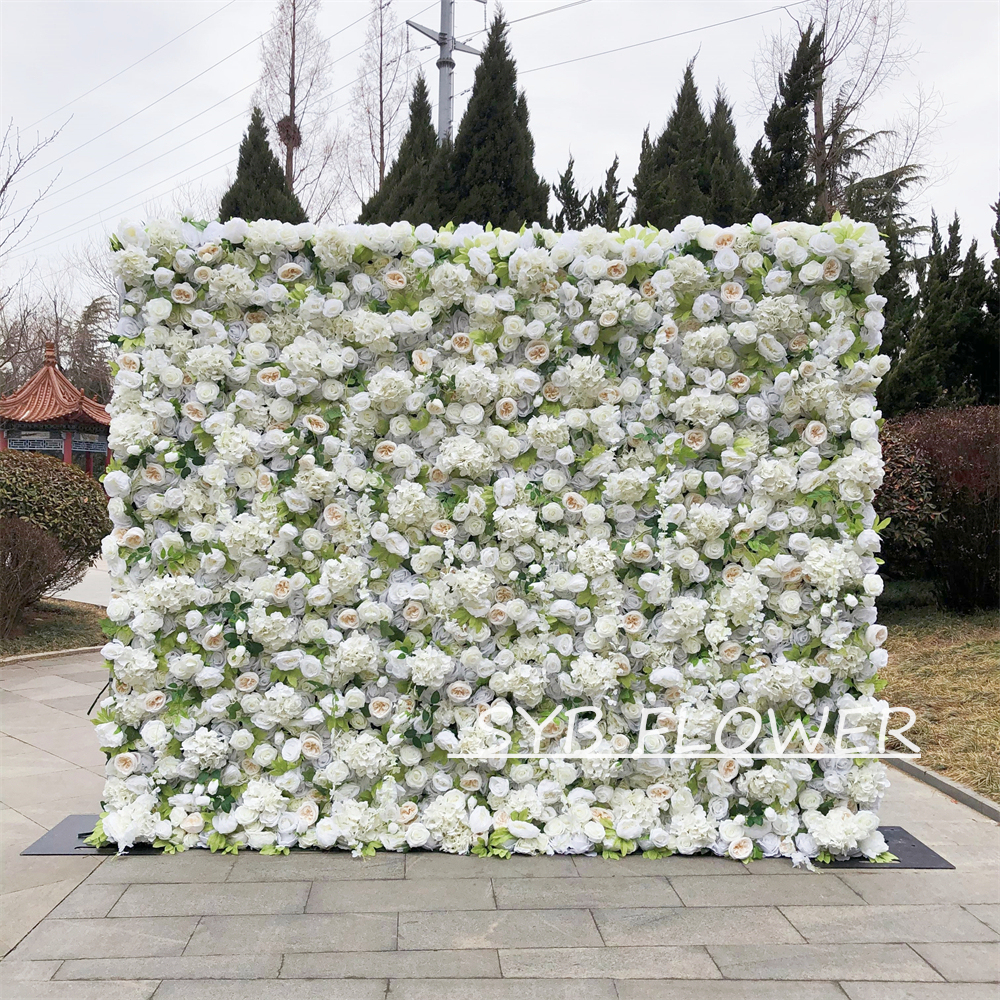 #263 Customized 3D/5D Cloth Back Roll up Articifial Flower Wall Backdrop For Wedding Event Party Decoration