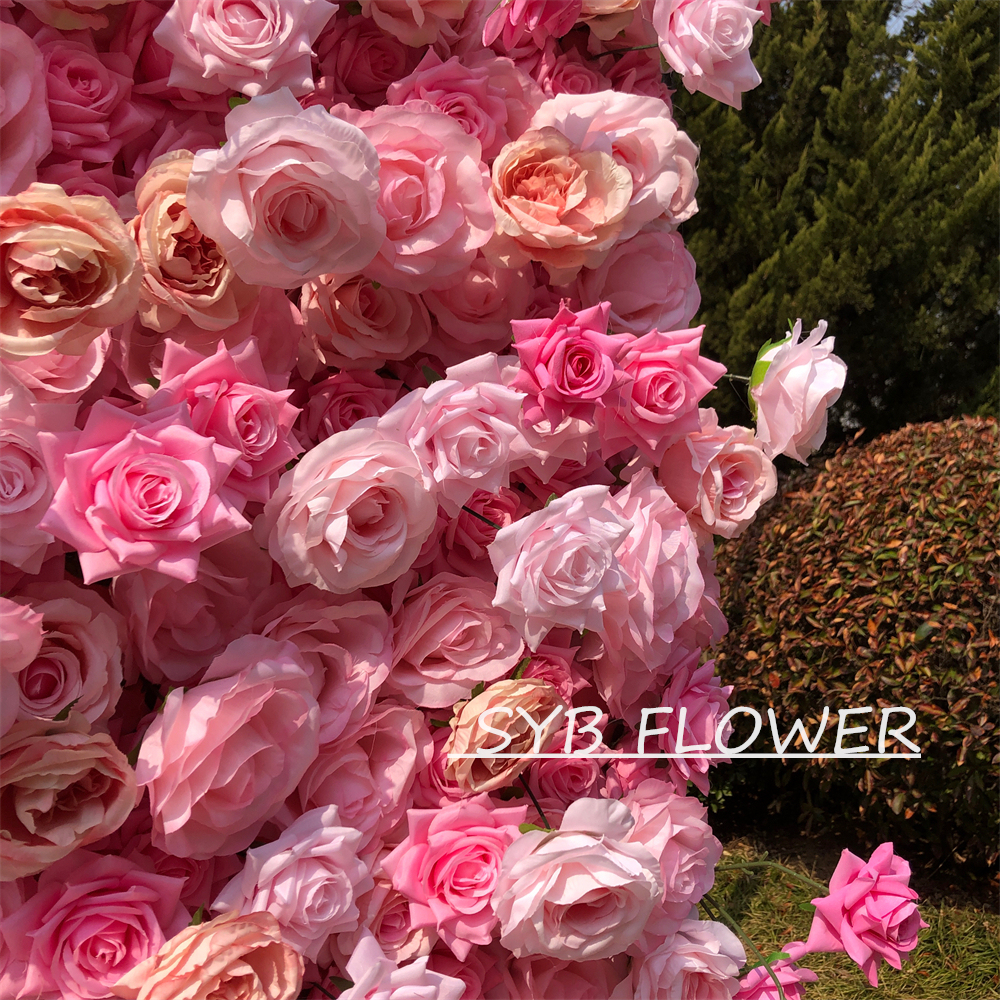 #237 Customized 3D/5D Cloth Back Roll up Articifial Flower Wall Backdrop For Wedding Event Party Decoration