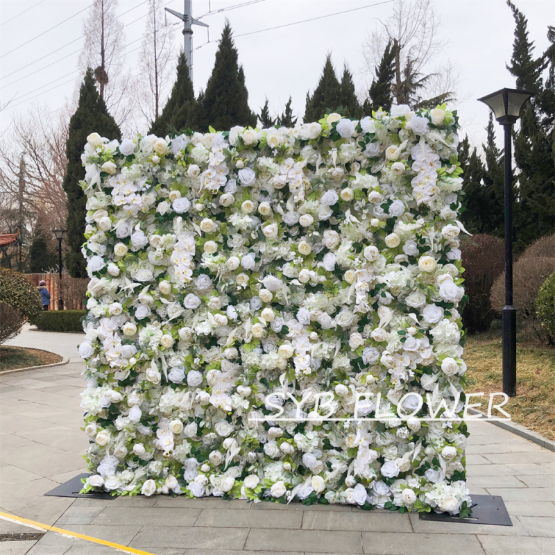 #264 Customized 3D/5D Cloth Back Roll up Articifial Flower Wall Backdrop For Wedding Event Party Decoration