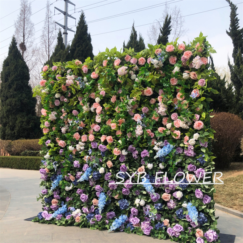 #272 Customized 3D/5D Cloth Back Roll up Articifial Flower Wall Backdrop For Wedding Event Party Decoration