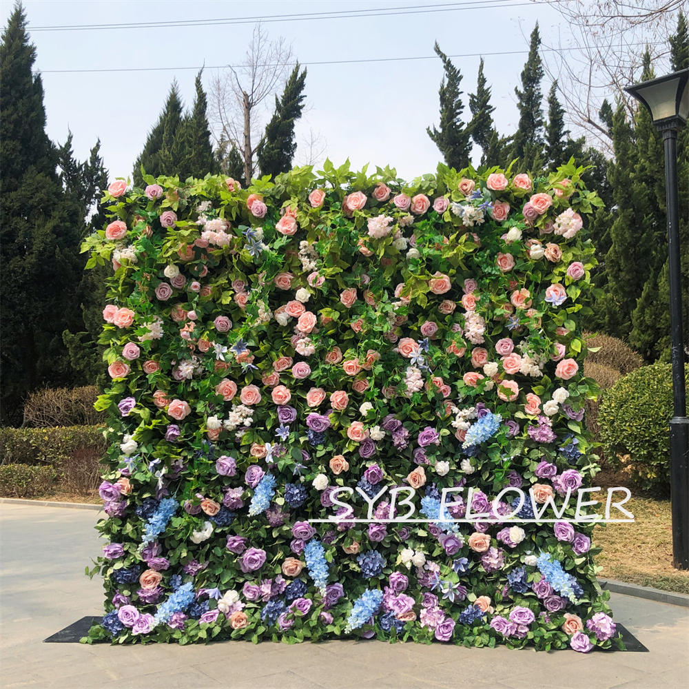 #272 Customized 3D/5D Cloth Back Roll up Articifial Flower Wall Backdrop For Wedding Event Party Decoration