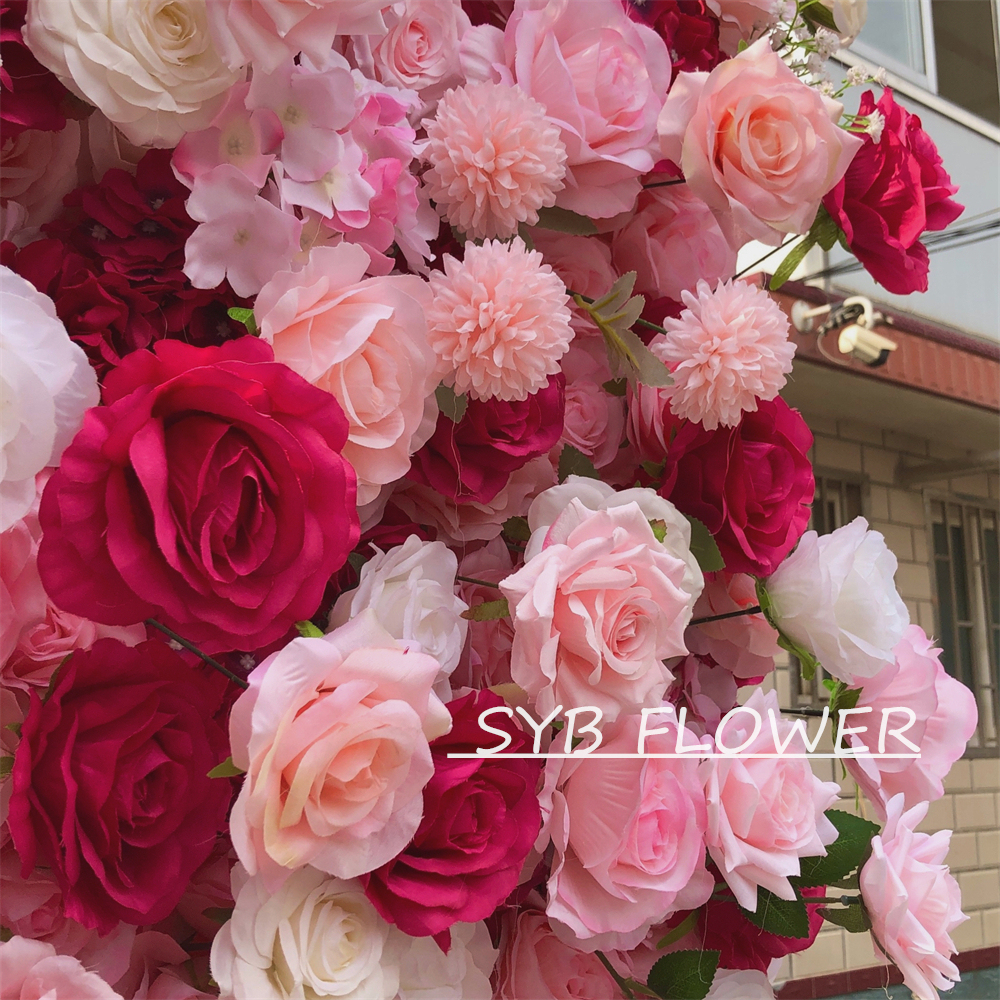 #299 Customized 3D/5D Cloth Back Roll up Articifial Flower Wall Backdrop For Wedding Event Party Decoration