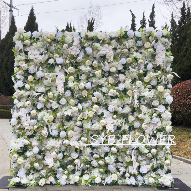 #264 Customized 3D/5D Cloth Back Roll up Articifial Flower Wall Backdrop For Wedding Event Party Decoration