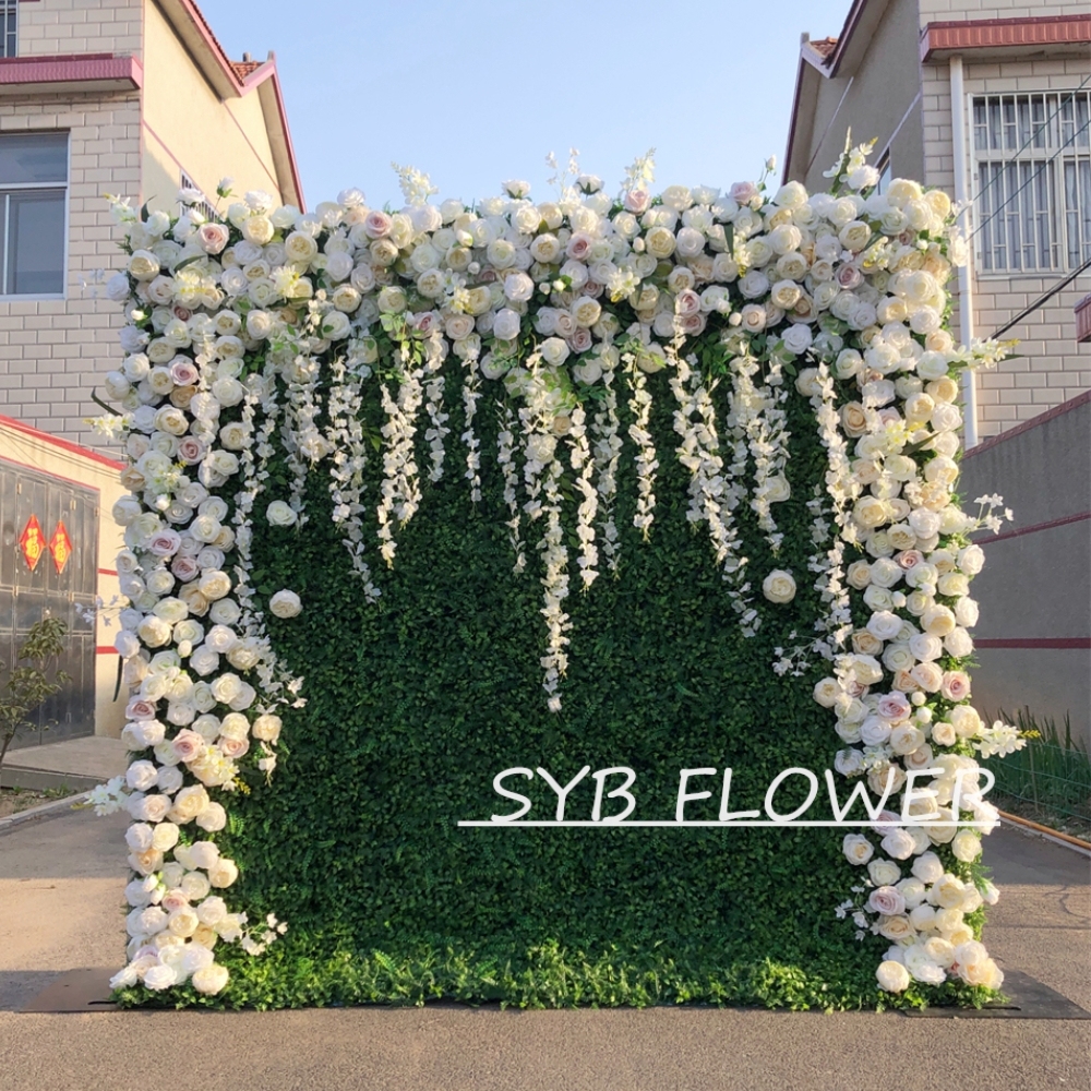 #273 Customized 3D/5D Cloth Back Roll up Articifial Flower Wall Backdrop For Wedding Event Party Decoration