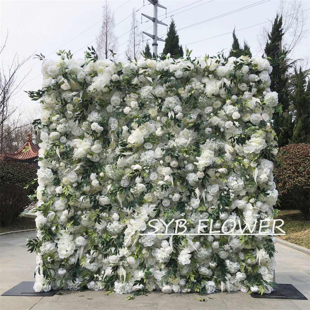 #265 Customized 3D/5D Cloth Back Roll up Articifial Flower Wall Backdrop For Wedding Event Party Decoration