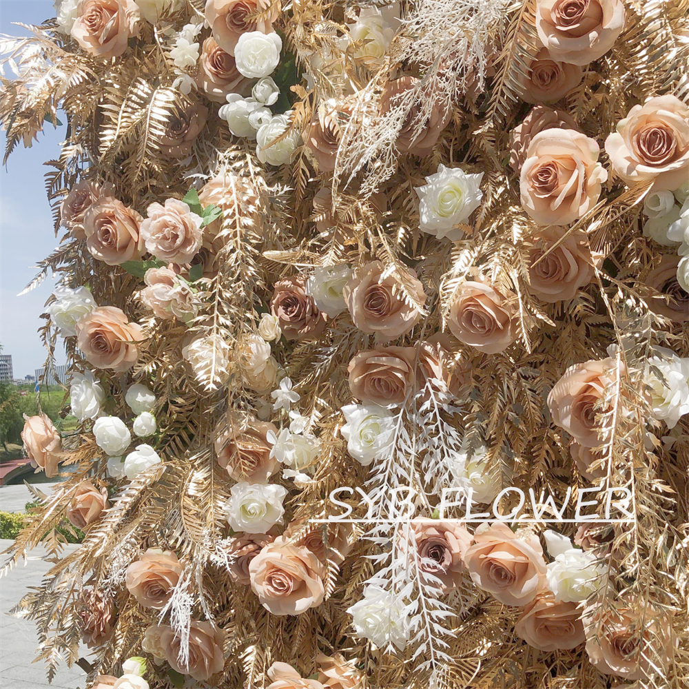 #306 Customized 3D/5D Cloth Back Roll up Articifial Flower Wall Backdrop For Wedding Event Party Decoration