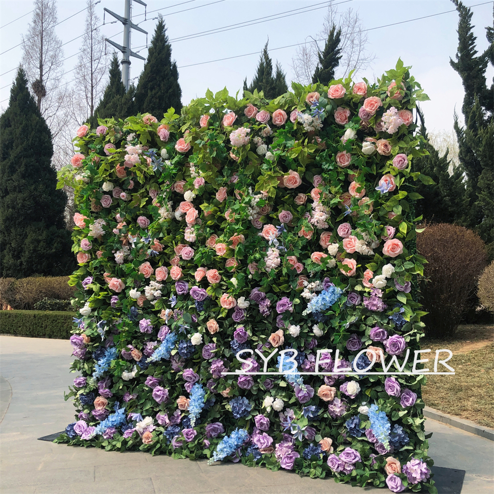 #272 Customized 3D/5D Cloth Back Roll up Articifial Flower Wall Backdrop For Wedding Event Party Decoration