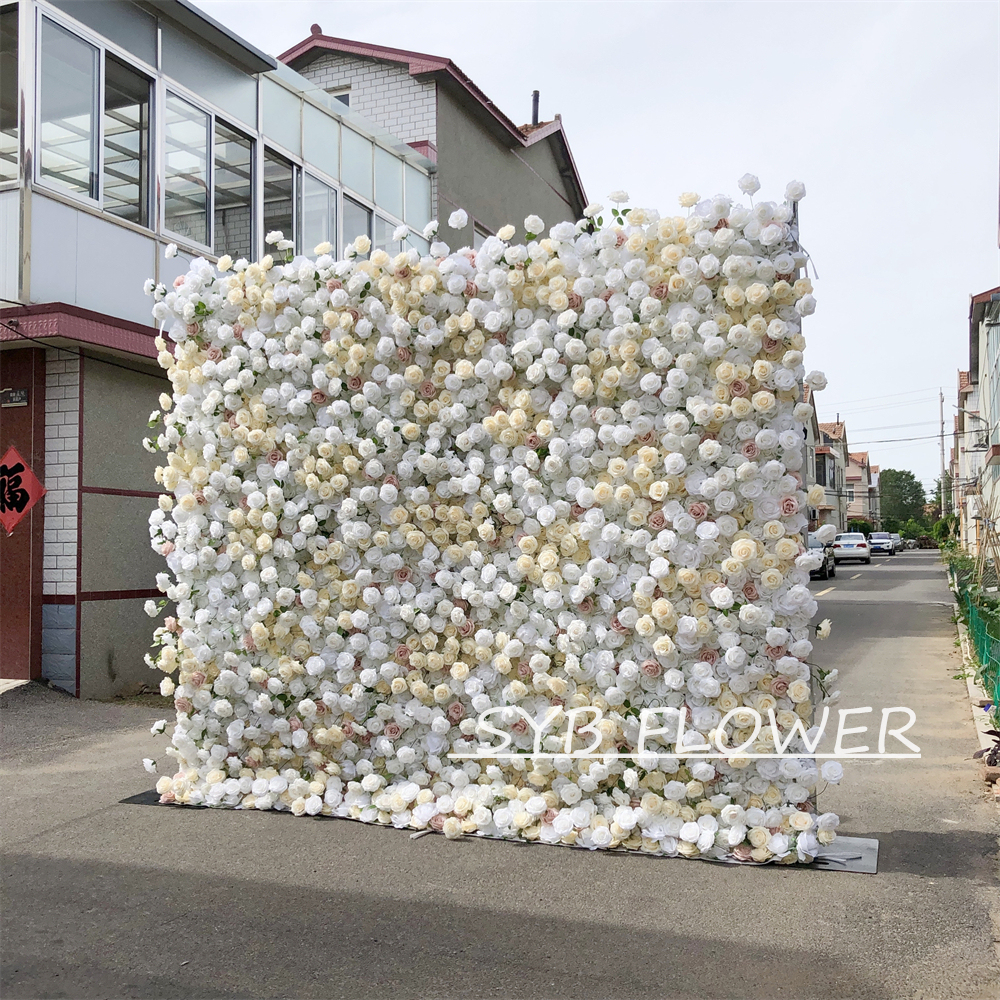 #298-6D Customized 3D/5D Cloth Back Roll up Articifial Flower Wall Backdrop For Wedding Event Party Decoration
