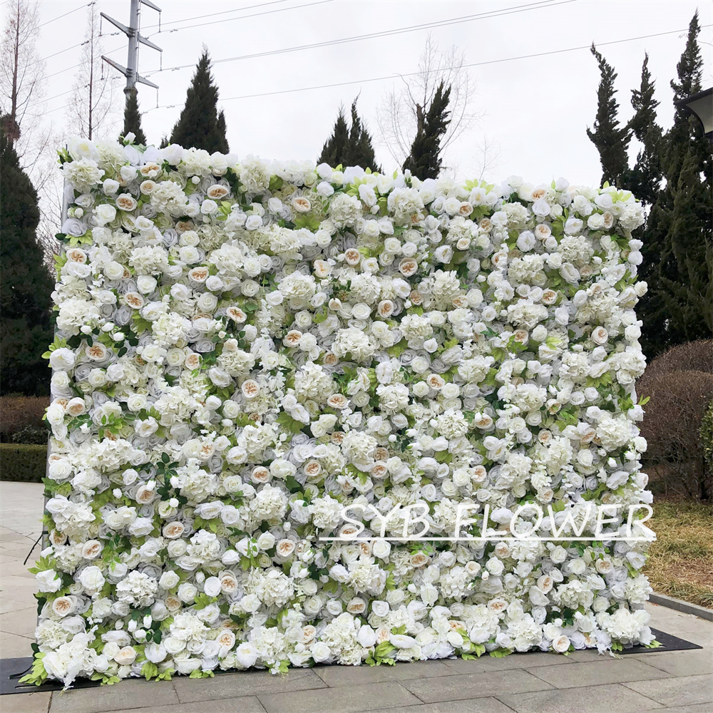 #263 Customized 3D/5D Cloth Back Roll up Articifial Flower Wall Backdrop For Wedding Event Party Decoration