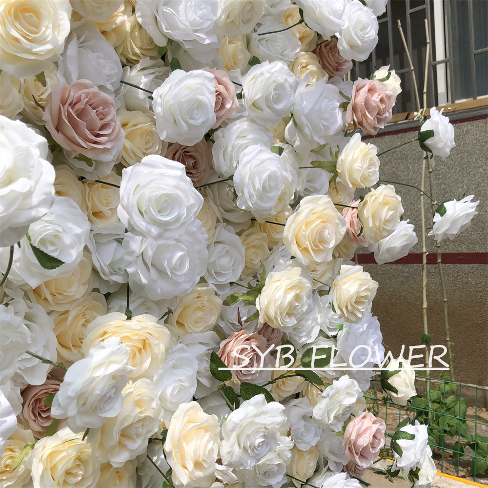 #298-5D Customized 3D/5D Cloth Back Roll up Articifial Flower Wall Backdrop For Wedding Event Party Decoration