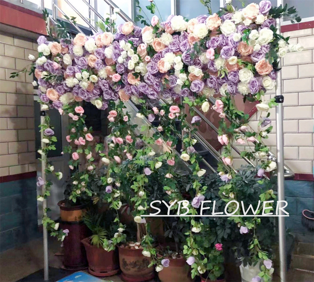 AC-006 Customized Wedding Arch Silk Artificial Flowers Gate Flowers Wedding Arch Backdrop For Wedding Entrance Decoration