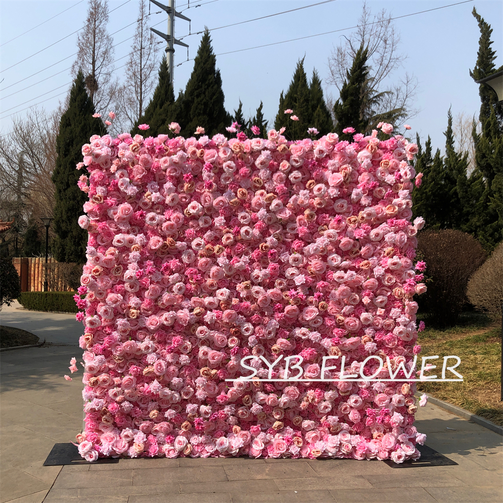 #237 Customized 3D/5D Cloth Back Roll up Articifial Flower Wall Backdrop For Wedding Event Party Decoration