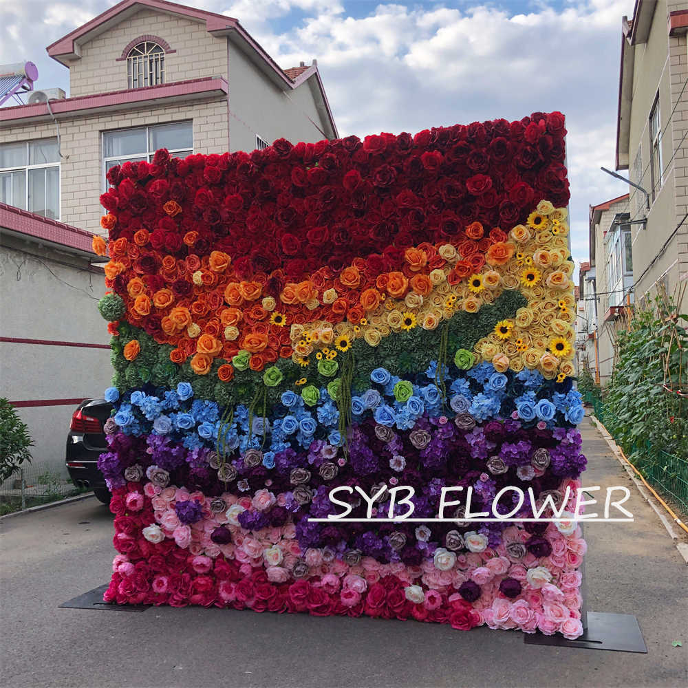 #256 Customized 3D/5D Cloth Back Roll up Articifial Flower Wall Backdrop For Wedding Event Party Decoration