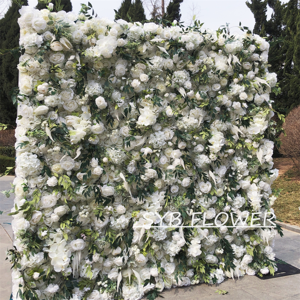 #265 Customized 3D/5D Cloth Back Roll up Articifial Flower Wall Backdrop For Wedding Event Party Decoration