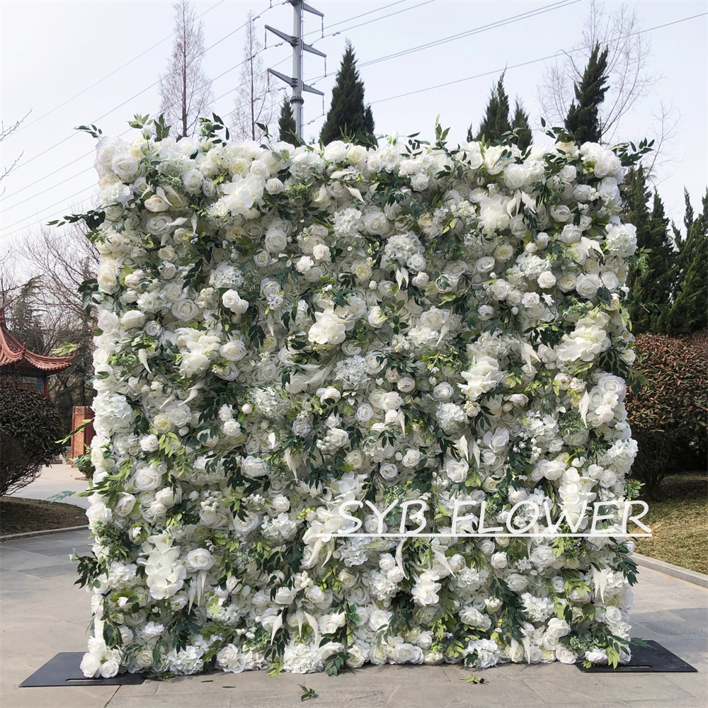 #265 Customized 3D/5D Cloth Back Roll up Articifial Flower Wall Backdrop For Wedding Event Party Decoration
