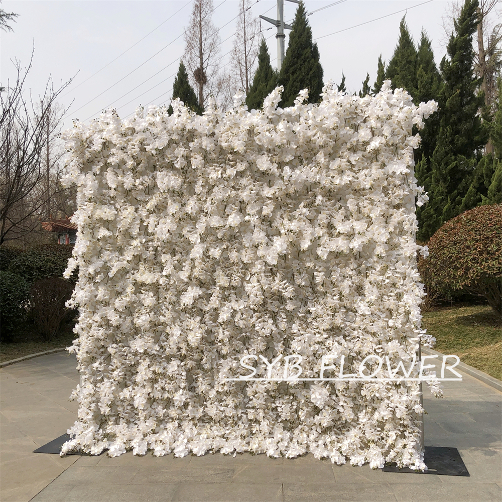 #268 Customized 3D/5D Cloth Back Roll up Articifial Flower Wall Backdrop For Wedding Event Party Decoration