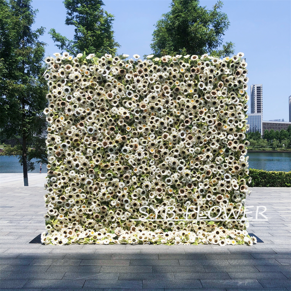 #302 Customized 3D/5D Cloth Back Roll up Articifial Flower Wall Backdrop For Wedding Event Party Decoration