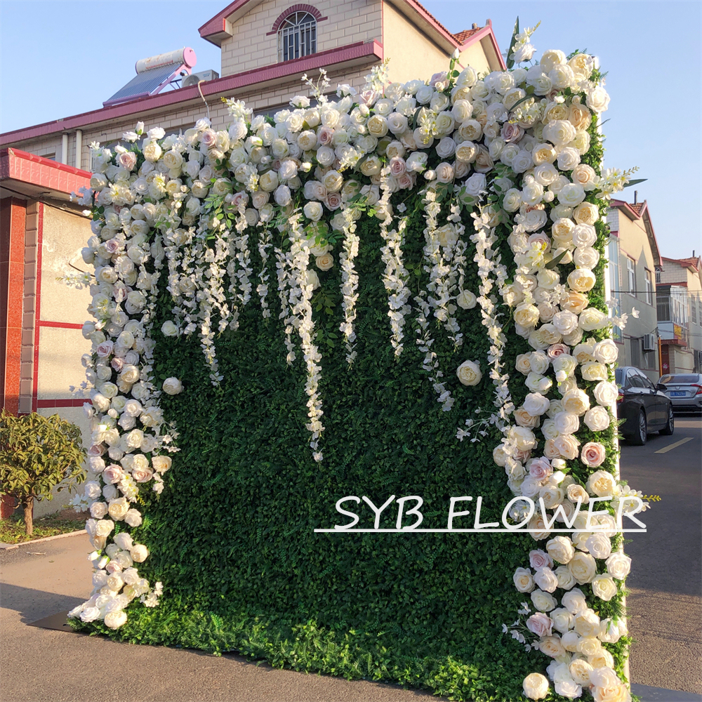#273 Customized 3D/5D Cloth Back Roll up Articifial Flower Wall Backdrop For Wedding Event Party Decoration