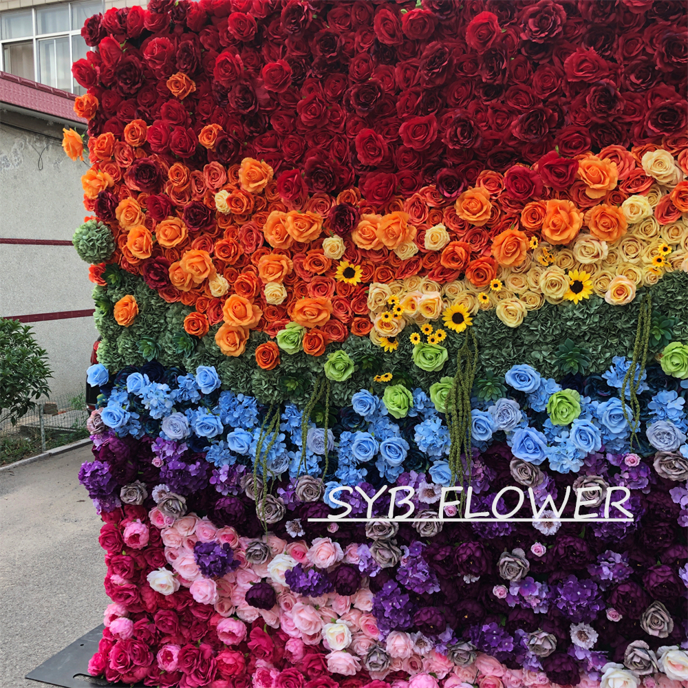 #256 Customized 3D/5D Cloth Back Roll up Articifial Flower Wall Backdrop For Wedding Event Party Decoration
