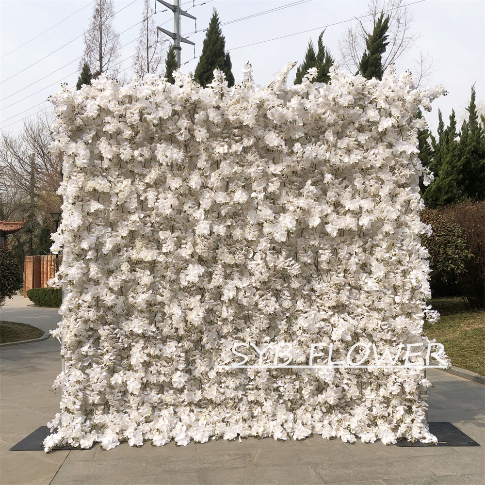#268 Customized 3D/5D Cloth Back Roll up Articifial Flower Wall Backdrop For Wedding Event Party Decoration
