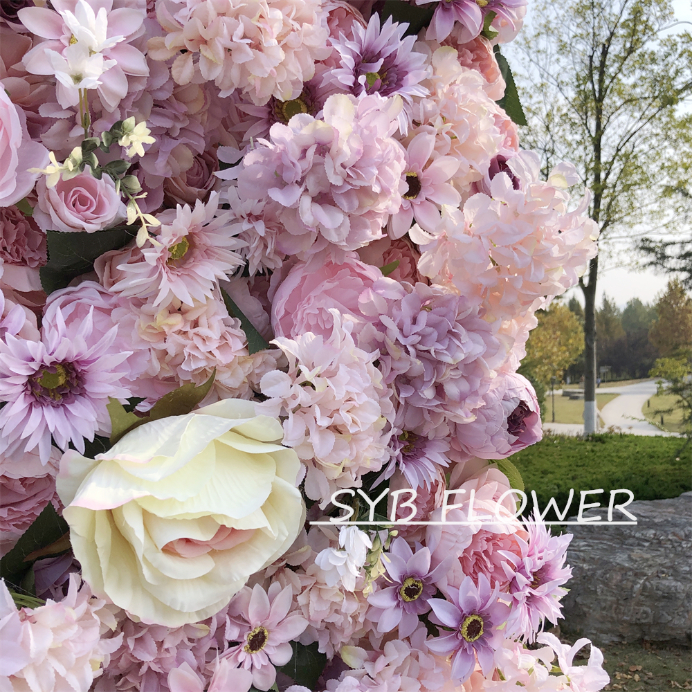 #028 Customized 3D/5D Cloth Back Roll up Articifial Flower Wall Backdrop For Wedding Event Party Decoration