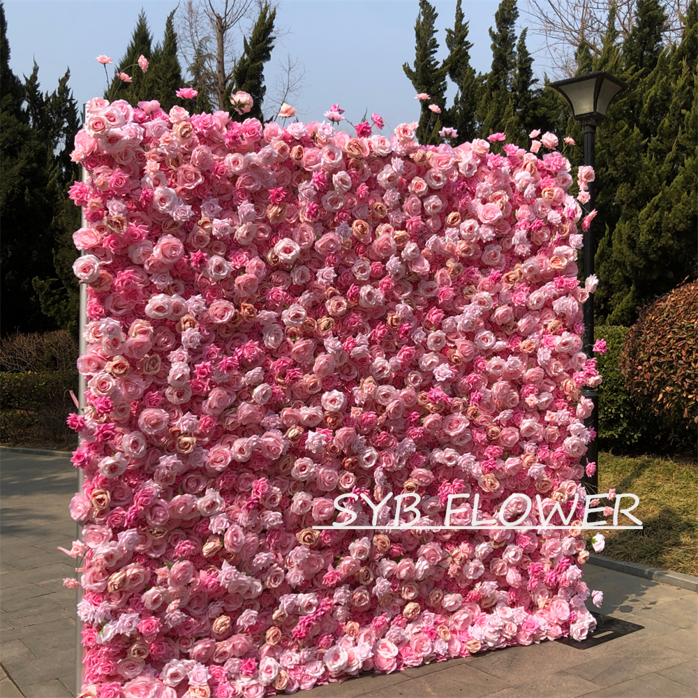 #237 Customized 3D/5D Cloth Back Roll up Articifial Flower Wall Backdrop For Wedding Event Party Decoration