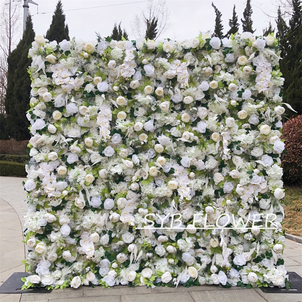 #264 Customized 3D/5D Cloth Back Roll up Articifial Flower Wall Backdrop For Wedding Event Party Decoration