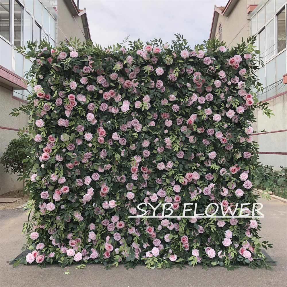 #300 Customized 3D/5D Cloth Back Roll up Articifial Flower Wall Backdrop For Wedding Event Party Decoration