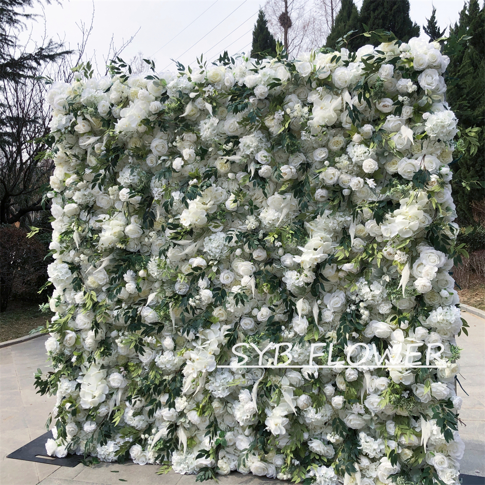 #265 Customized 3D/5D Cloth Back Roll up Articifial Flower Wall Backdrop For Wedding Event Party Decoration