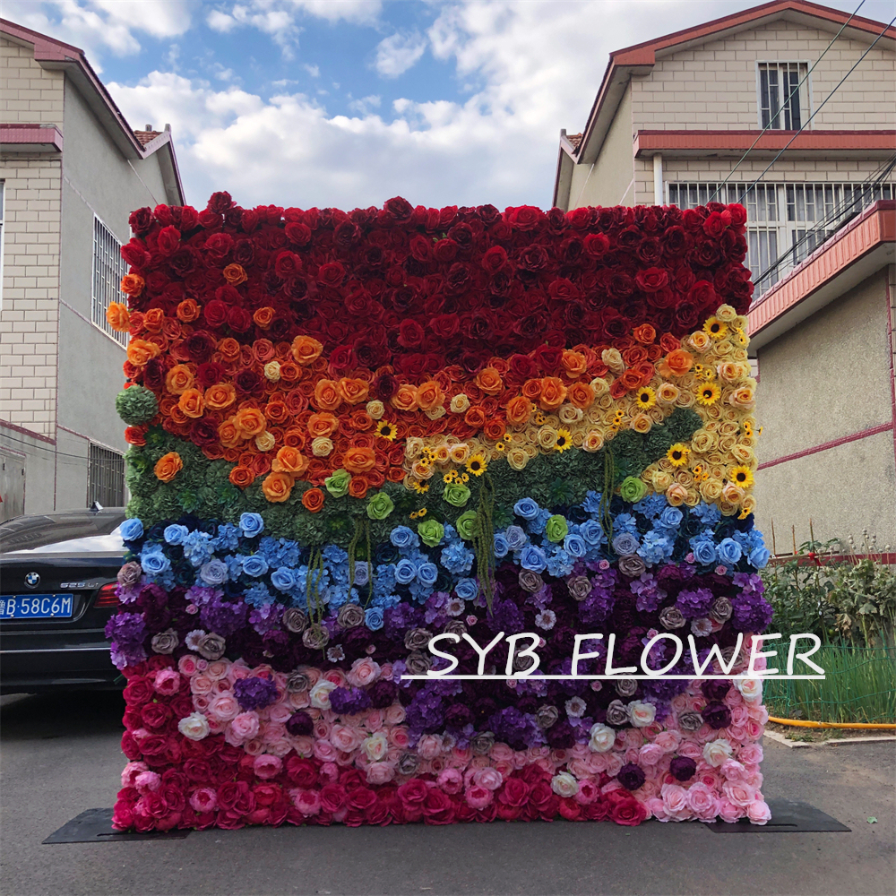 #256 Customized 3D/5D Cloth Back Roll up Articifial Flower Wall Backdrop For Wedding Event Party Decoration