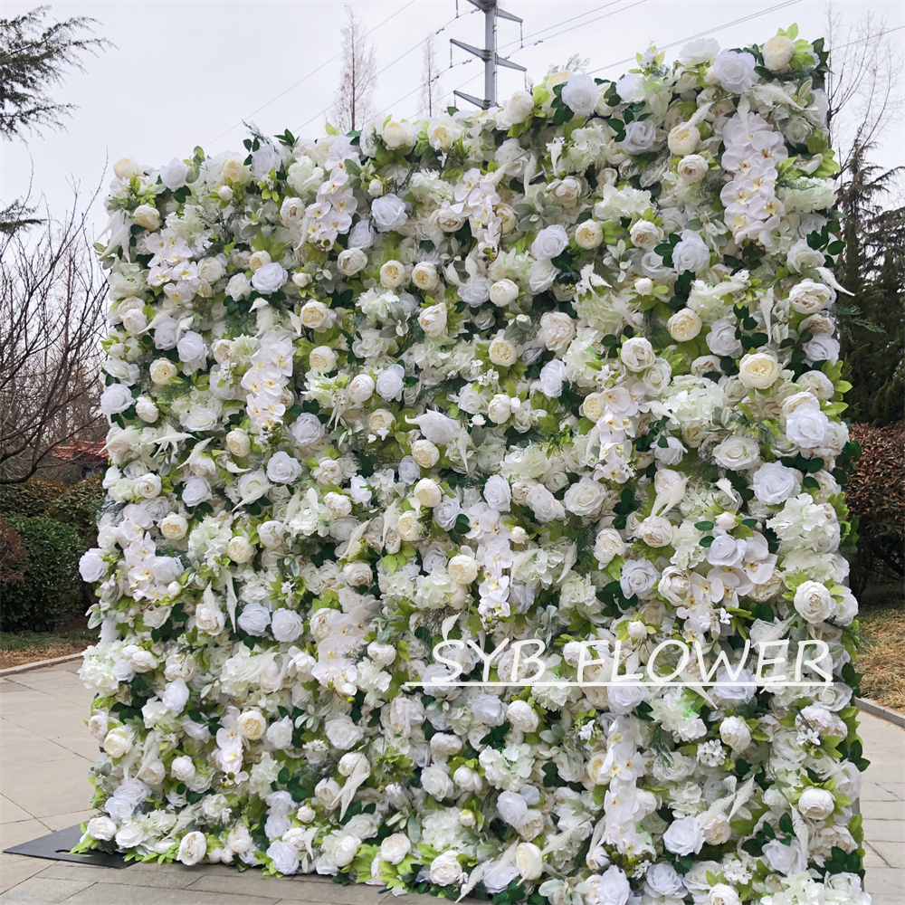 #264 Customized 3D/5D Cloth Back Roll up Articifial Flower Wall Backdrop For Wedding Event Party Decoration