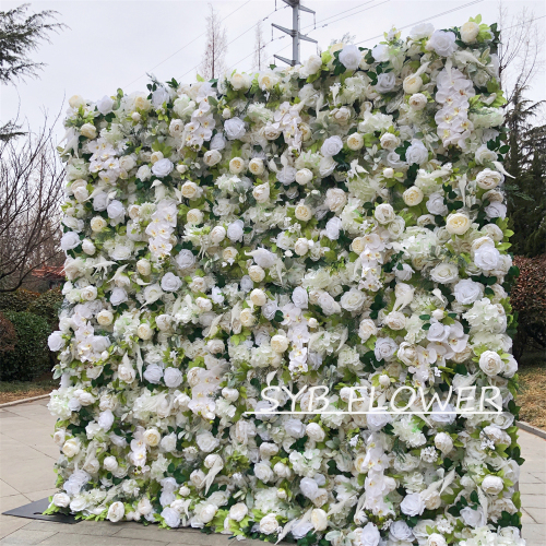 #264 Customized 3D/5D Cloth Back Roll up Articifial Flower Wall Backdrop For Wedding Event Party Decoration