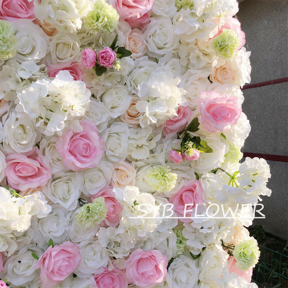 #032 Customized 3D/5D Cloth Back Roll up Articifial Flower Wall Backdrop For Wedding Event Party Decoration