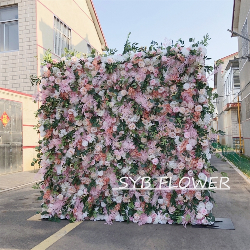 #280 Customized 3D/5D Cloth Back Roll up Articifial Flower Wall Backdrop For Wedding Event Party Decoration