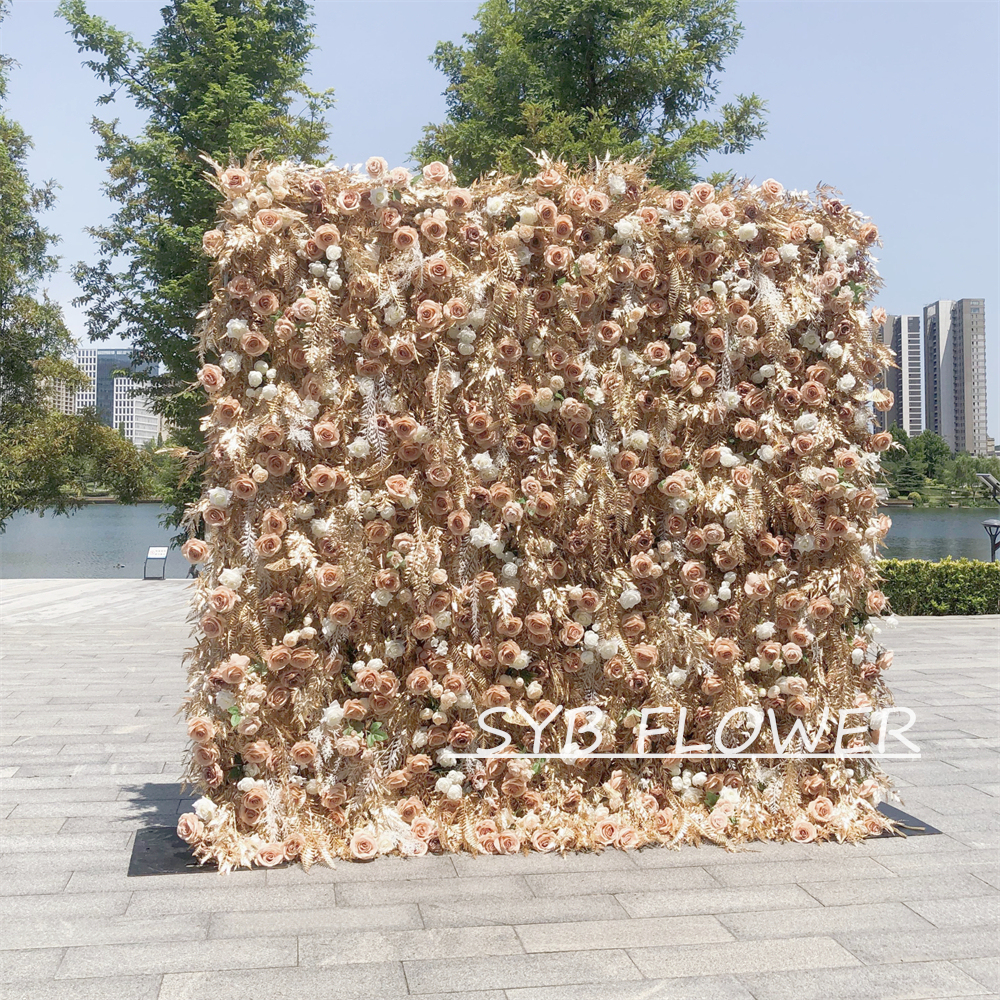 #306 Customized 3D/5D Cloth Back Roll up Articifial Flower Wall Backdrop For Wedding Event Party Decoration