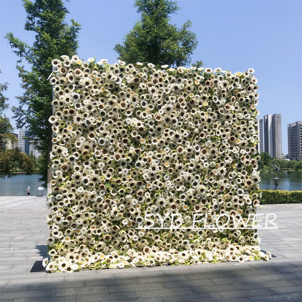 #302 Customized 3D/5D Cloth Back Roll up Articifial Flower Wall Backdrop For Wedding Event Party Decoration