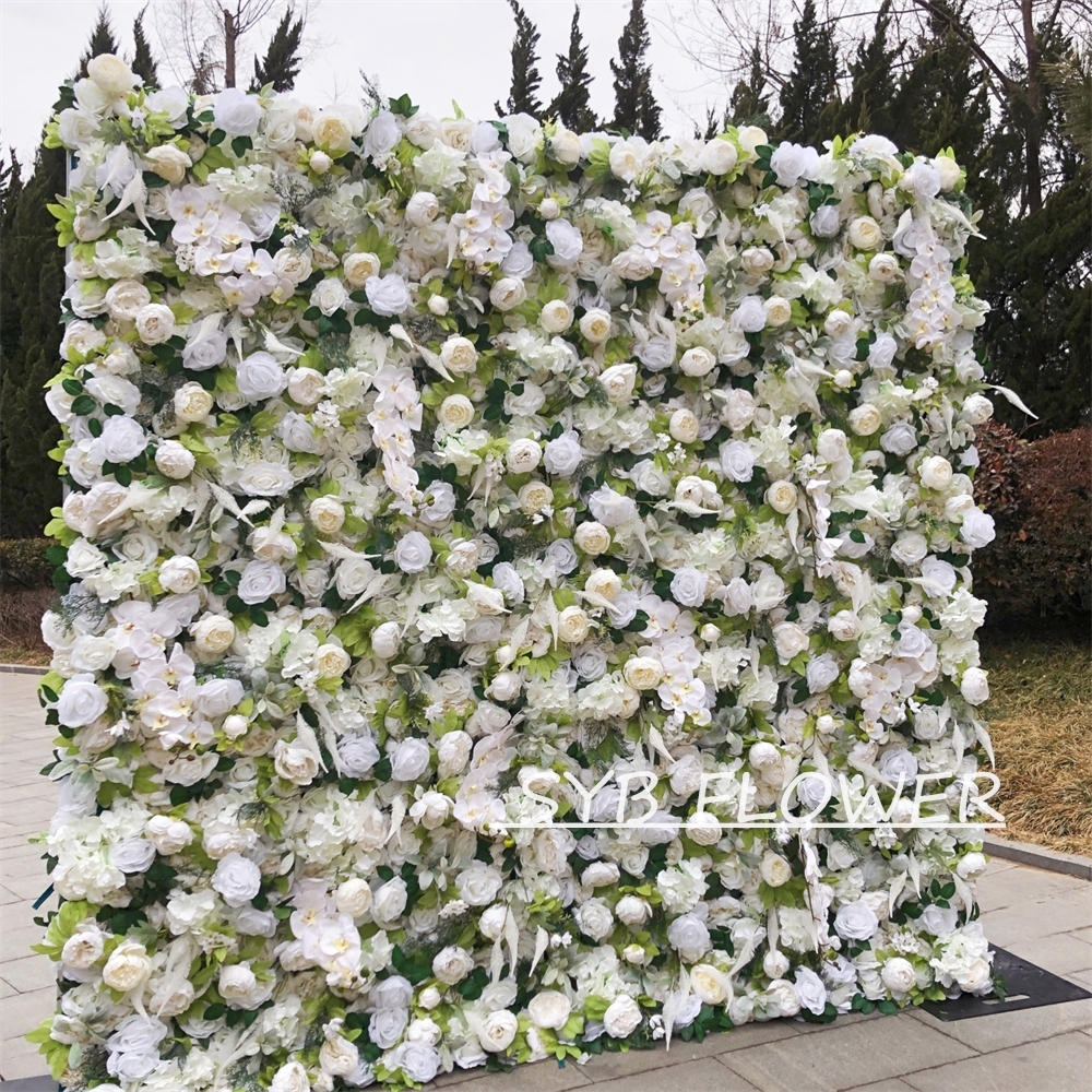 #264 Customized 3D/5D Cloth Back Roll up Articifial Flower Wall Backdrop For Wedding Event Party Decoration