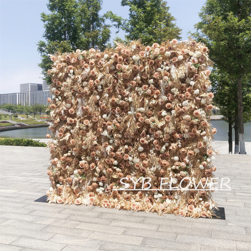 #306 Customized 3D/5D Cloth Back Roll up Articifial Flower Wall Backdrop For Wedding Event Party Decoration