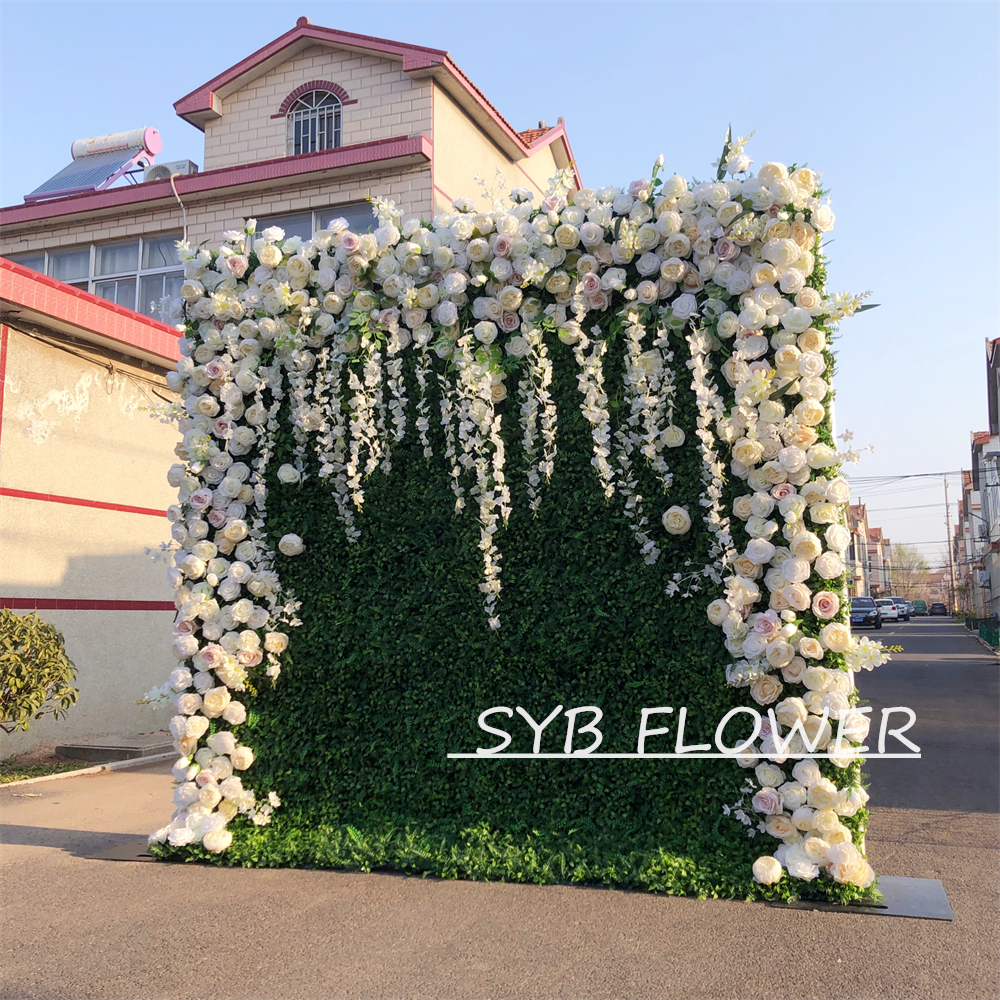 #273 Customized 3D/5D Cloth Back Roll up Articifial Flower Wall Backdrop For Wedding Event Party Decoration
