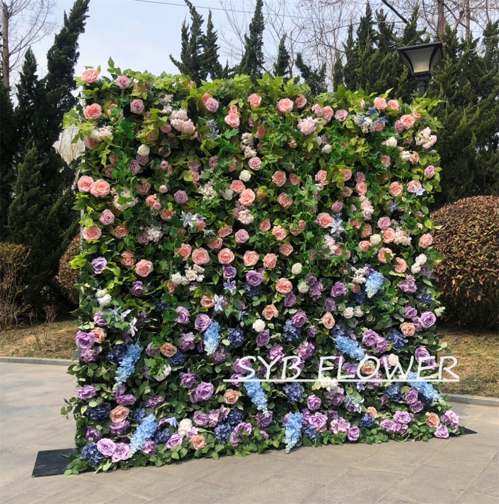#272 Customized 3D/5D Cloth Back Roll up Articifial Flower Wall Backdrop For Wedding Event Party Decoration