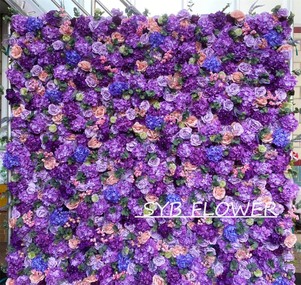 #252 Customized 3D/5D Cloth Back Roll up Articifial Flower Wall Backdrop For Wedding Event Party Decoration