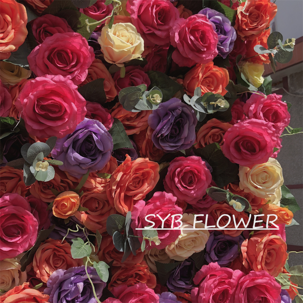 #276 Customized 3D/5D Cloth Back Roll up Articifial Flower Wall Backdrop For Wedding Event Party Decoration