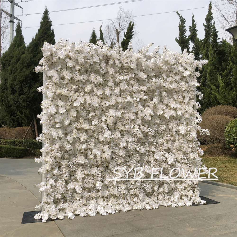 #268 Customized 3D/5D Cloth Back Roll up Articifial Flower Wall Backdrop For Wedding Event Party Decoration