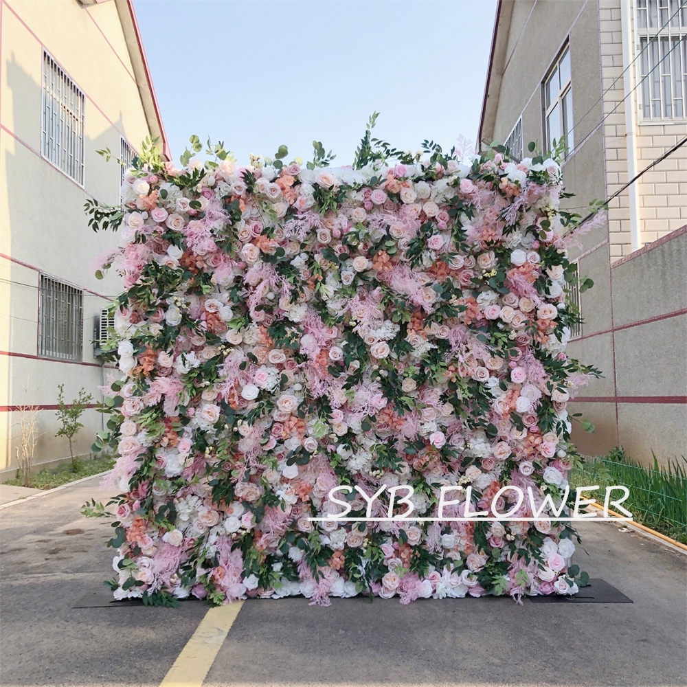 #280 Customized 3D/5D Cloth Back Roll up Articifial Flower Wall Backdrop For Wedding Event Party Decoration