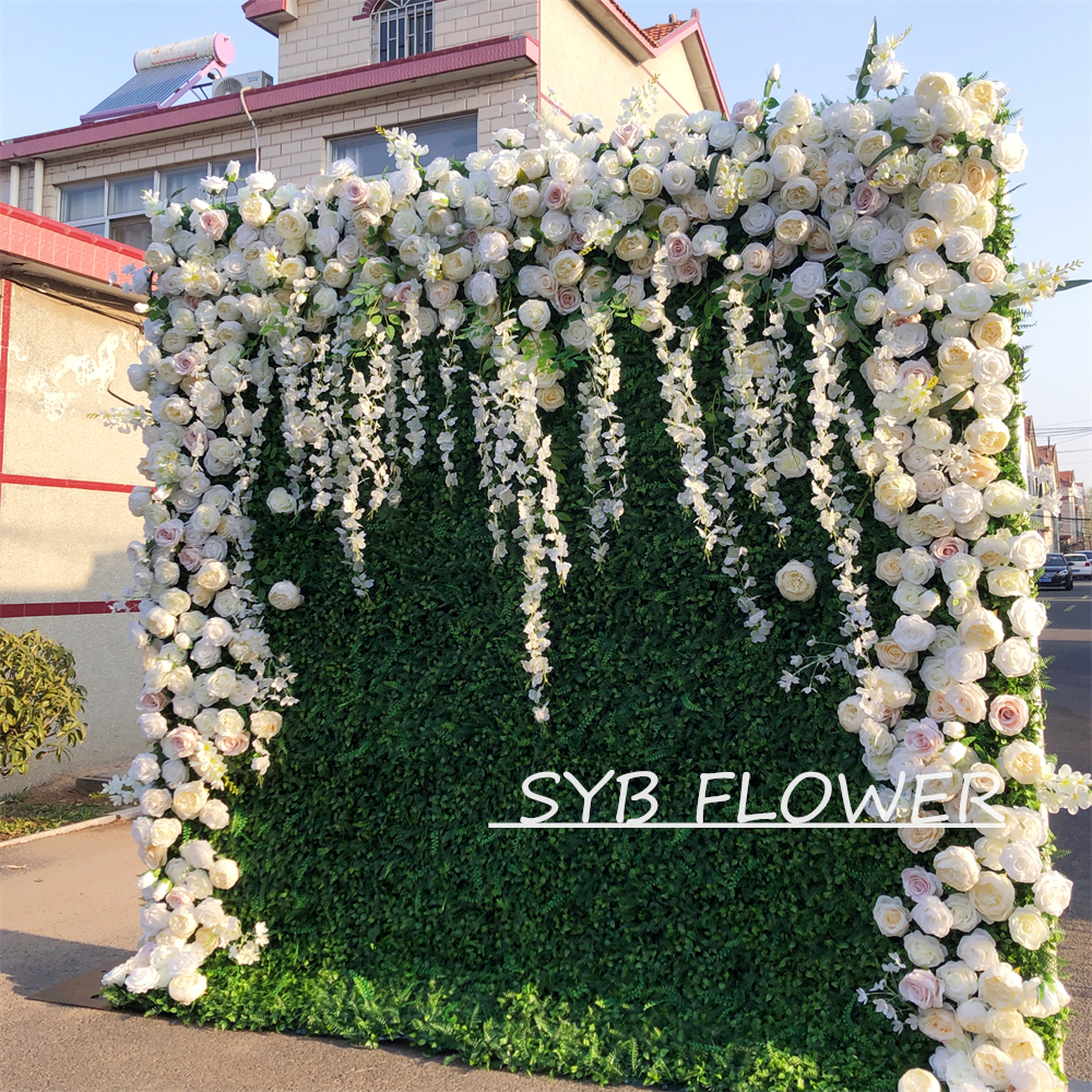 #273 Customized 3D/5D Cloth Back Roll up Articifial Flower Wall Backdrop For Wedding Event Party Decoration