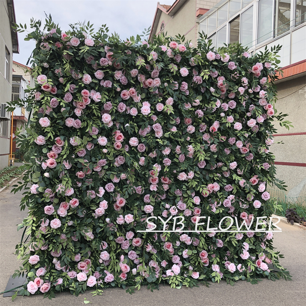 #300 Customized 3D/5D Cloth Back Roll up Articifial Flower Wall Backdrop For Wedding Event Party Decoration