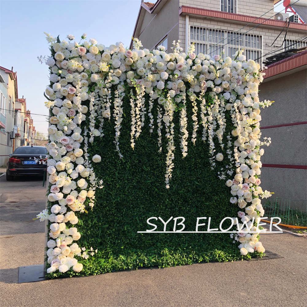 #273 Customized 3D/5D Cloth Back Roll up Articifial Flower Wall Backdrop For Wedding Event Party Decoration