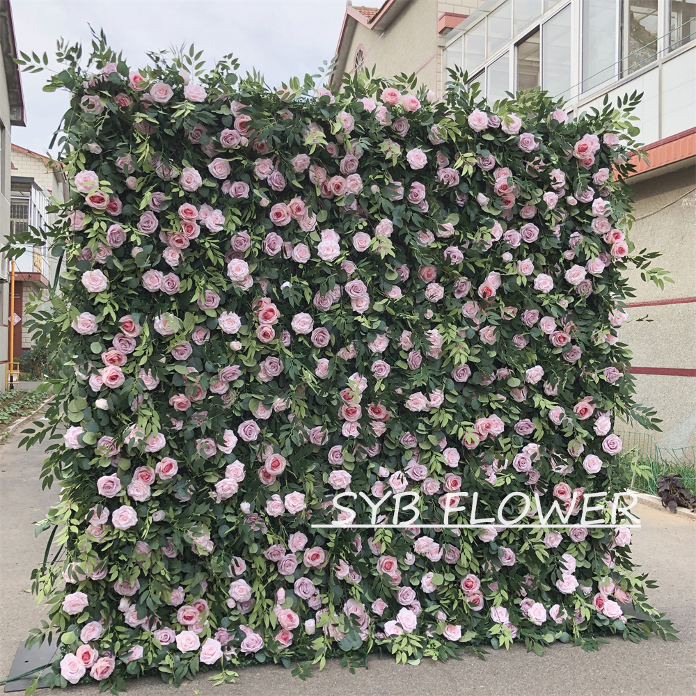 #300 Customized 3D/5D Cloth Back Roll up Articifial Flower Wall Backdrop For Wedding Event Party Decoration